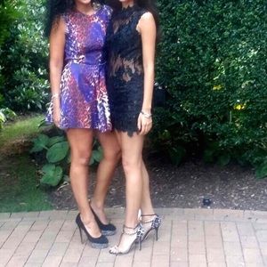 Black lace mini dress